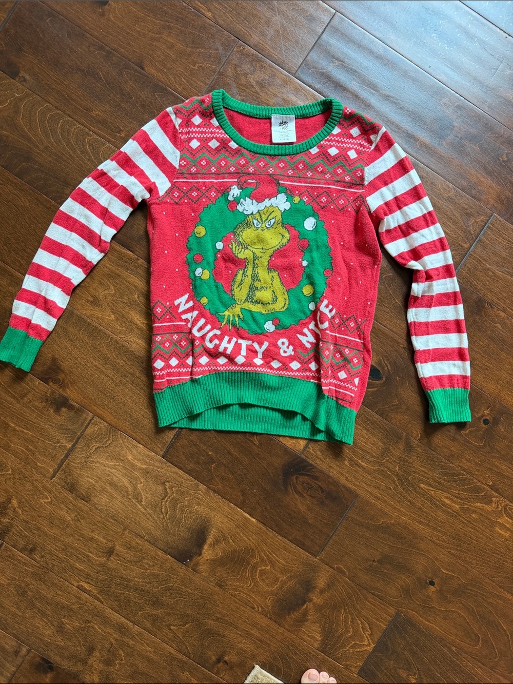 Kids Red & Green Grinch 'Naughty & Nice' Holiday Sweater